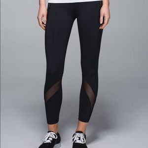 Lululemon leggings with zippers and mesh